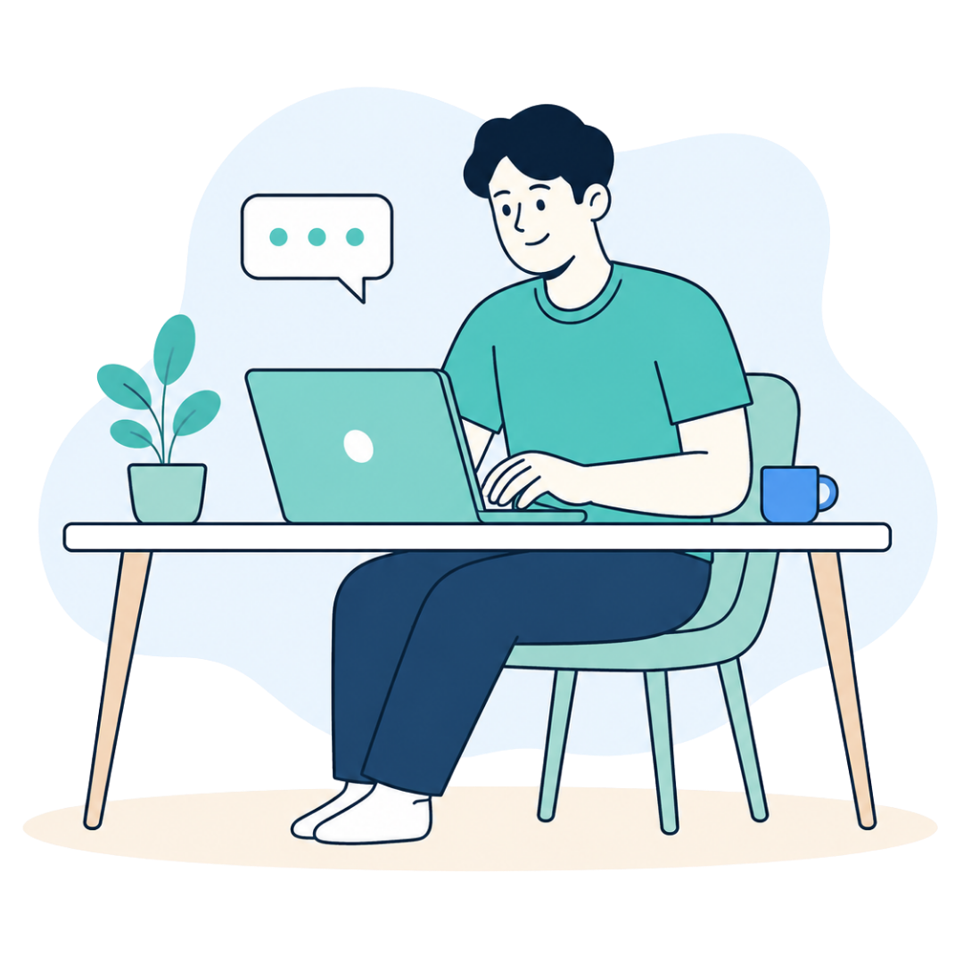 Work from home specialist using laptop